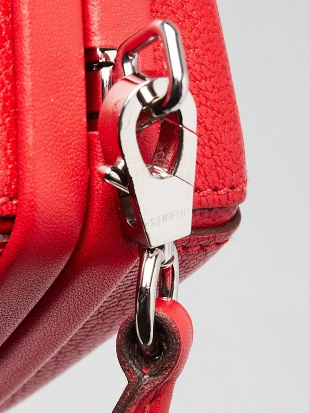 Hermes Rouge De Cœur Chevre Chamkila Leather Palladium Plated Clou Medor Mina - Picture 11 of 12